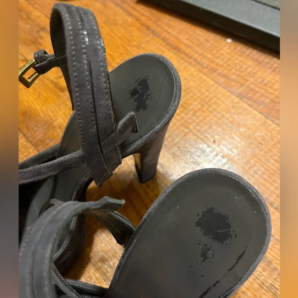 Prada Gray Leather Heels Sz 36 Women's Suede - Picture 8 of 8